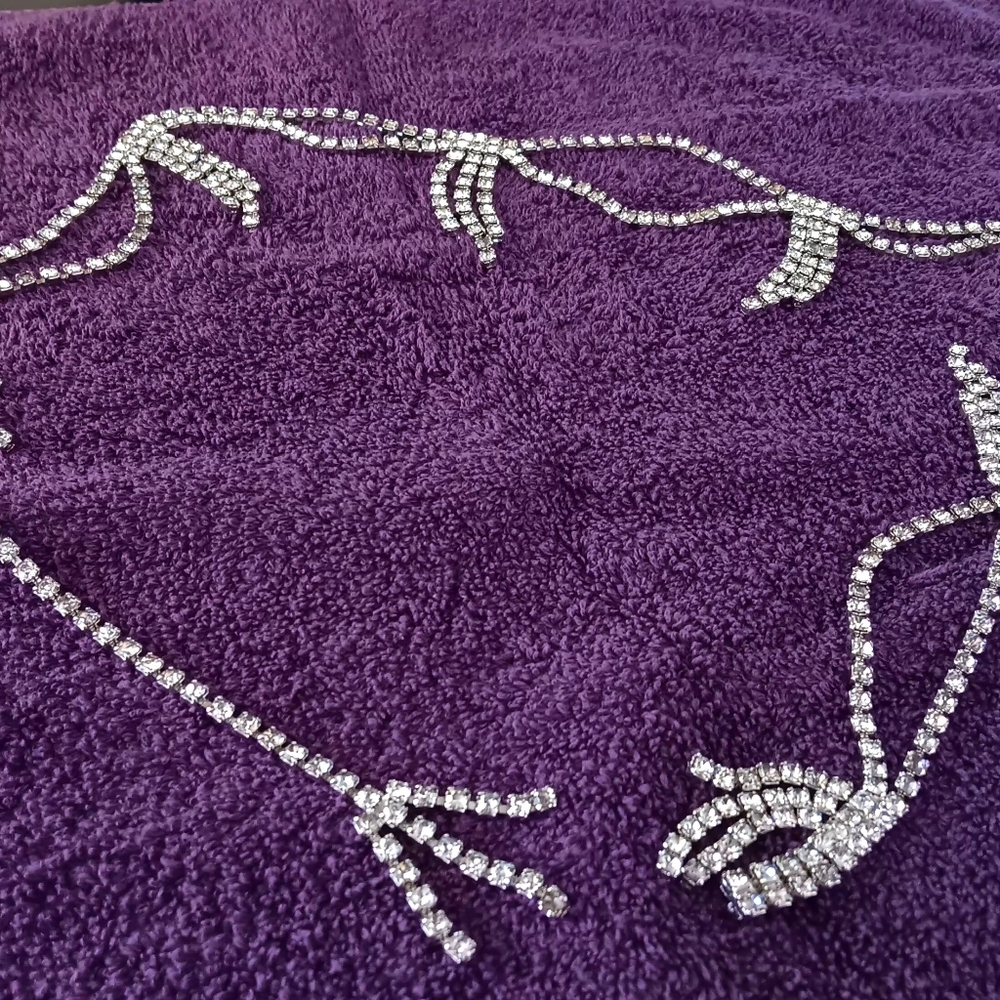 Vintage Very Long Drape Stunning Rare Statement Silver Rhinestone Necklace - Picture 2 of 15